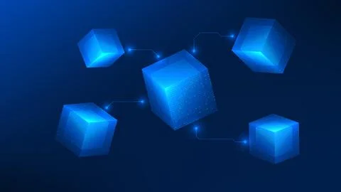 Technology background multiple cubic structures representing AI brains surr.. Illustrazione stock