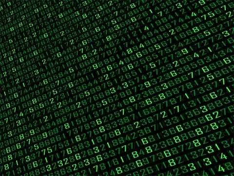 Technology background with numbers, matrix backdrop, information code, vector Stockillustratie