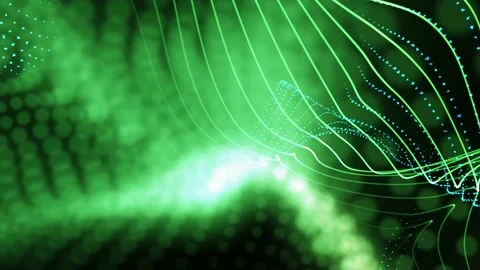Technology background from particles and lines in green and white Stock Footage 155479745