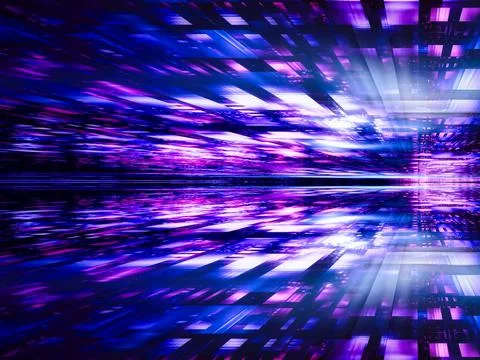 Technology background with perspective and motion blur effect - 3d illustration Stock Illustration