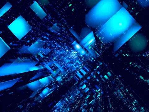 Technology background with perspective effect - abstract 3d illustration Stock Illustration