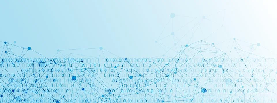 Technology background with plexus effect. Big data concept. Binary computer c Stock-Illustration