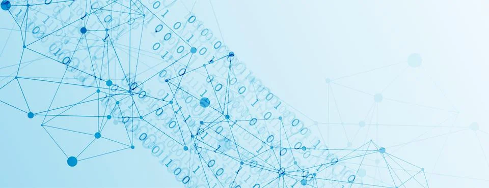 Technology background with plexus effect. Big data concept. Binary computer c Stock-Illustration