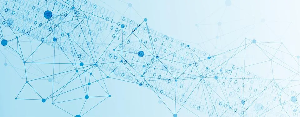 Technology background with plexus effect. Big data concept. Binary computer c Stock-Illustration