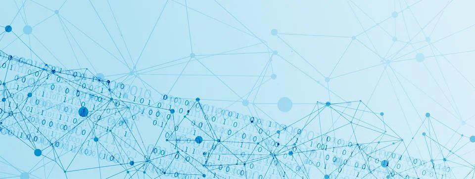 Technology background with plexus effect. Big data concept. Binary computer c Stock Illustration
