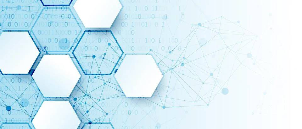 Technology background with plexus effect. Big data concept. Binary computer c 스톡 일러스트