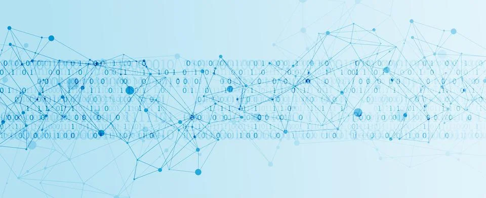 Technology background with plexus effect. Big data concept. Binary computer c Illustrazione stock