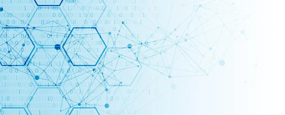 Technology background with plexus effect. Big data concept. Binary computer c イラスト素材