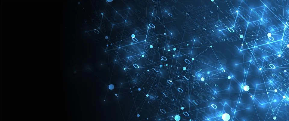 Technology background with plexus effect. Big data concept. Binary computer c イラスト素材