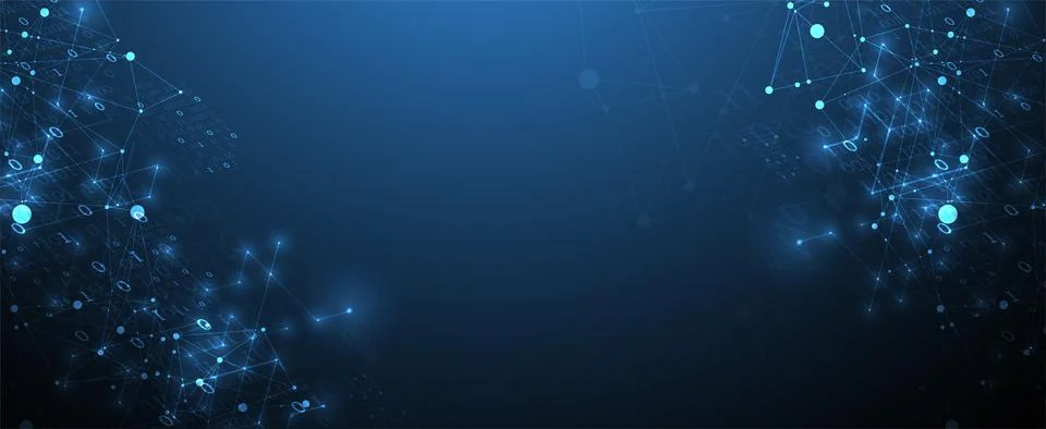 Technology background with plexus effect. Big data concept. Binary computer c Stock Illustration