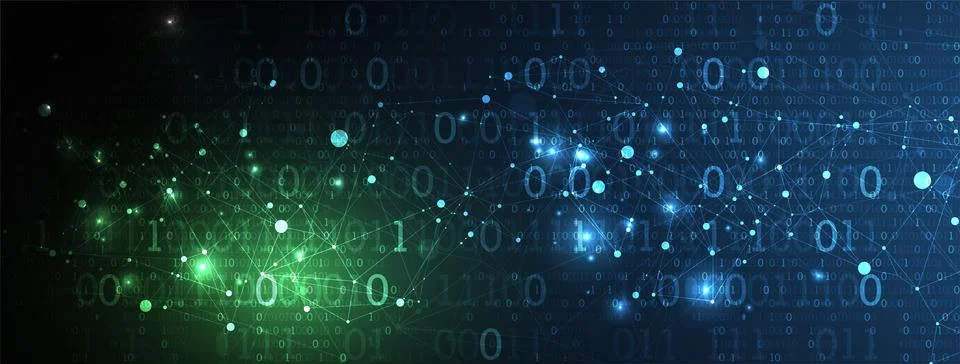 Technology background with plexus effect. Big data concept. Binary computer c Stockillustratie