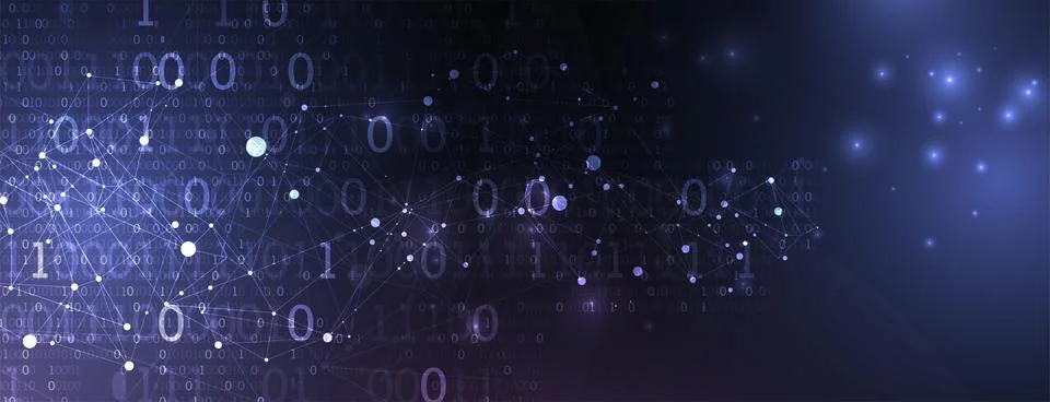 Technology background with plexus effect. Big data concept. Binary computer c イラスト素材