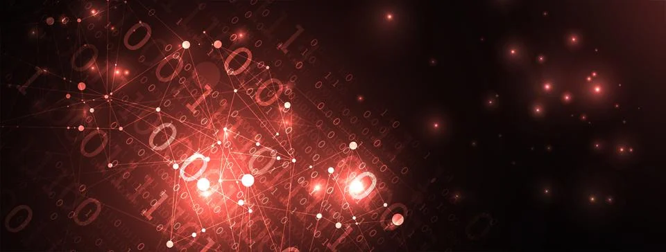 Technology background with plexus effect. Big data concept. Binary computer c 스톡 일러스트
