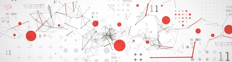 Technology background with plexus effect. Big data concept. Binary computer c イラスト素材