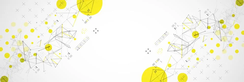 Technology background with plexus effect. Big data concept. Binary computer c Stock Illustration