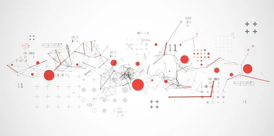 Technology background with plexus effect. Big data concept. Binary computer c Stock Illustration