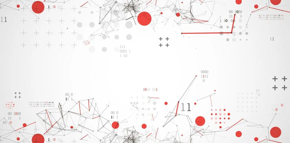 Technology background with plexus effect. Big data concept. Binary computer c Stock Illustration