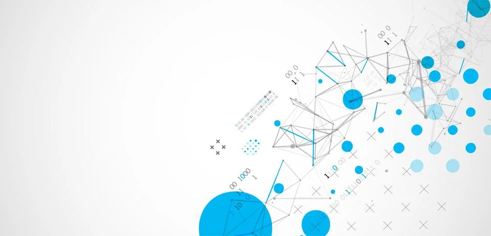 Technology background with plexus effect. Big data concept. Binary computer c Stock Illustration