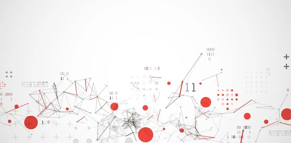 Technology background with plexus effect. Big data concept. Binary computer c Stock Illustration