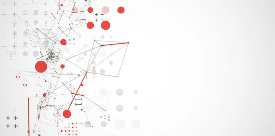 Technology background with plexus effect. Big data concept. Binary computer c 스톡 일러스트