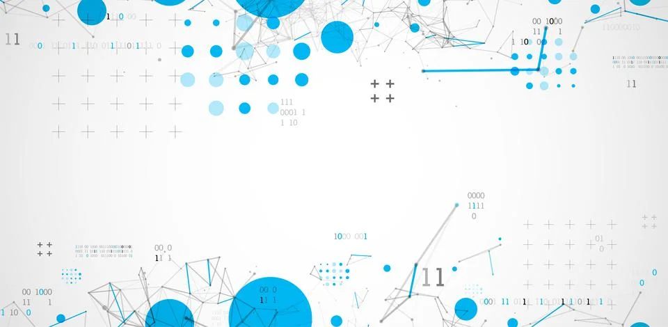 Technology background with plexus effect. Big data concept. Binary computer c 스톡 일러스트
