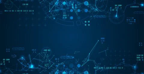 Technology background with plexus effect. Big data concept. Binary computer c Stockillustratie