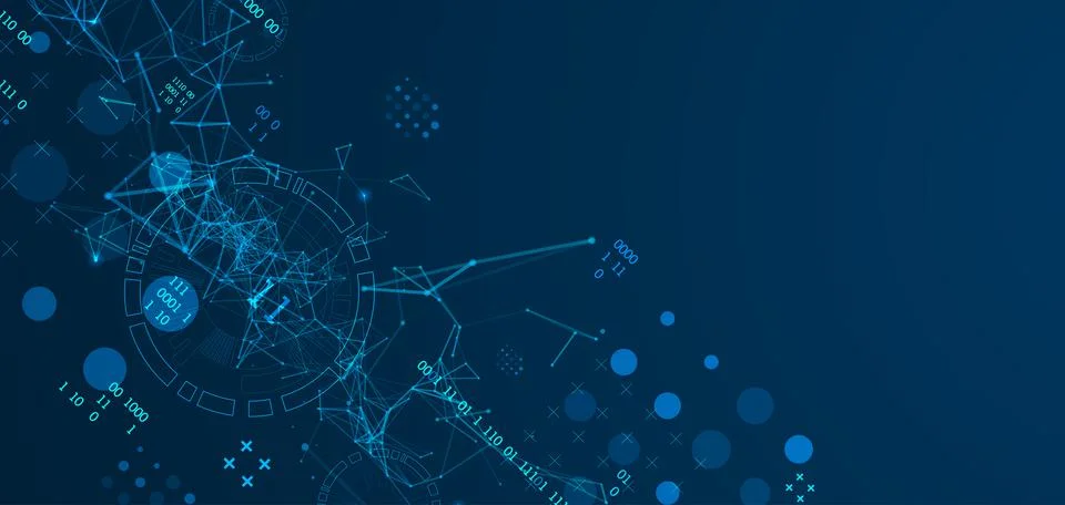 Technology background with plexus effect. Big data concept. Binary computer c Stock Illustration