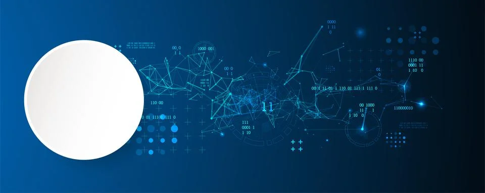 Technology background with plexus effect. Big data concept. Binary computer c Stockillustratie