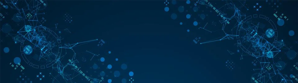 Technology background with plexus effect. Big data concept. Binary computer c イラスト素材