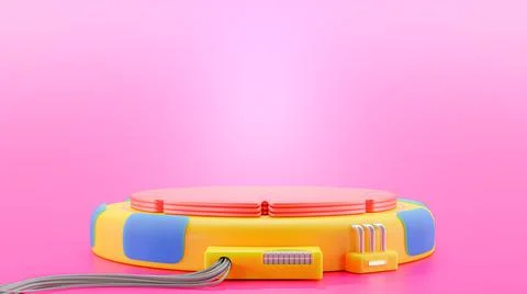 Technology Background. Power podium bright colors empty stage. Sci-fi idea co Stock Illustration