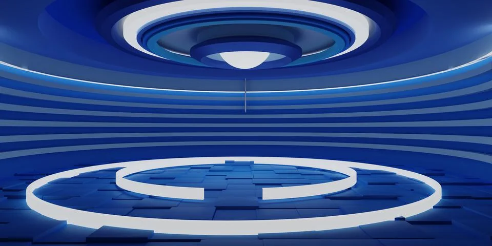 Technology Background. Power podium empty stage. Sci-fi idea concept. Technol Illustrazione stock