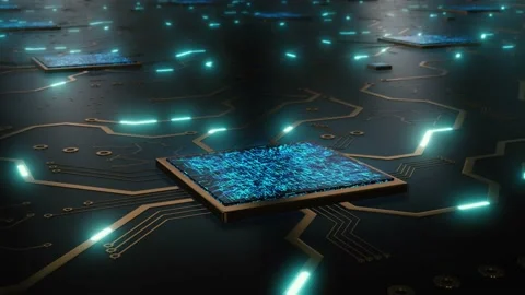 Technology background processor circuit. Virtual hi tech animation closeup Stock Footage 150473215