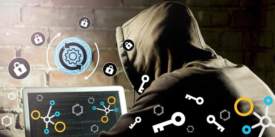 Technology background. Protecting Against Scammers Concept Against Cyber Threats Stock Illustration