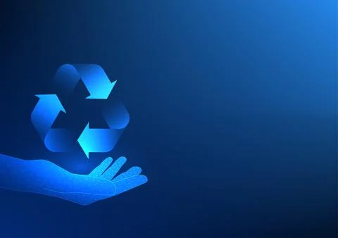 Technology background, Recycling symbol in hand It represents cooperation i.. Stockillustratie