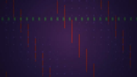 Technology Background with Red Lines and Green Blocks on Purple Grid for Di.. Stock Footage 343769681