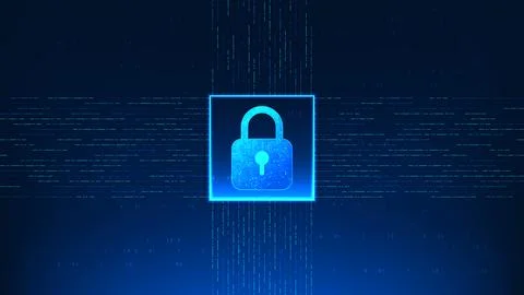 Technology background secure lock connected to data networks, representing .. Illustrazione stock