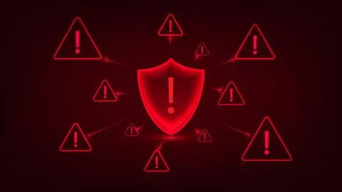 Technology background shield connected with security alert symbol, represen.. Stock Illustration