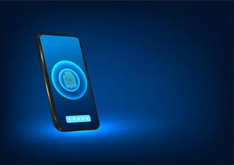 Technology background smart fingerprint technology used in smartphones Tech.. Stock Illustration