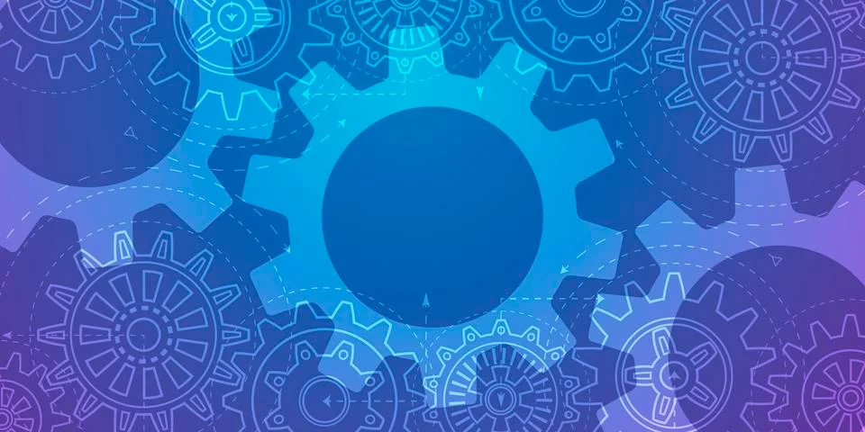 Technology background .Technical drawing of gears .Engineering concept.Rotati Stock Illustration