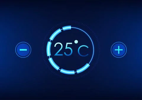Technology background of temperature screen with plus and minus signs for t.. 스톡 일러스트