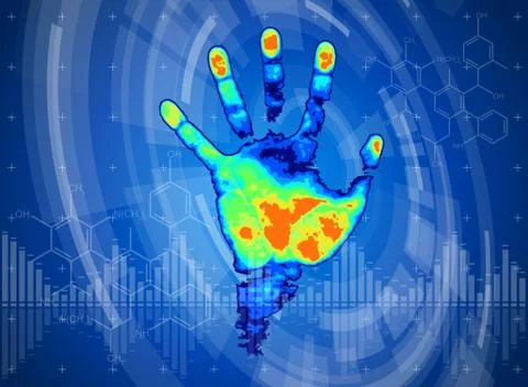 Technology background - thermal hand print Stock Illustration