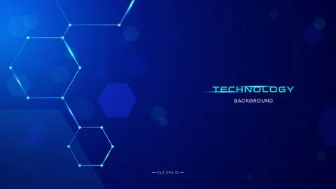 Technology background trendy. blue background. connected hexagon shapes. Stock Illustration