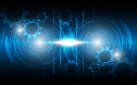 Technology background twins circle blue futuristic innovation concept Stock Illustration