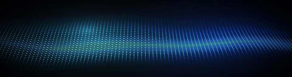 Technology background vector illustration. Digital blue web banner. Sound waves Stock Illustration