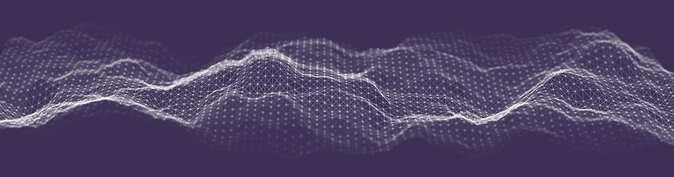 Technology background vector illustration. Digital blue web banner. Sound waves Illustrazione stock