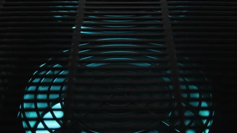 Technology background with ventilators in a row - blue light Video stock 154386164