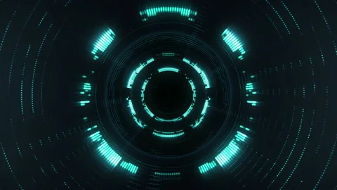 Technology background with vibrant circles come from the center. Stock Footage 131982835