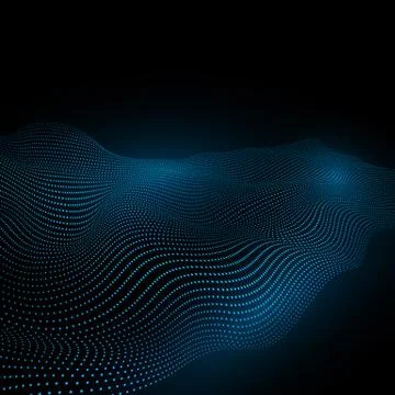 Technology background. Warp surface of matter. Abstract digital landscape wit Stock Illustration