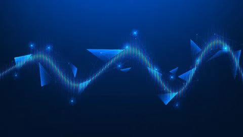 Technology background wave patterns with interconnected network lines, repr.. Stock Illustration