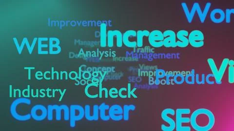 Technology background. Web, Computer, Check, Industry, SEO. 3d render. Illustrazione stock